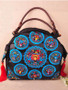 Traditional Ethnic Embroidery Canvas Tassel Shoulder Tote Bag