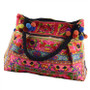 Folk Style Embroidered Pompom Canvas Shoulder Bag