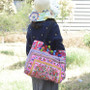 Folk Style Embroidered Pompom Canvas Shoulder Bag