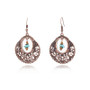 Vintage Turquoise Alloy Openwork Round Flowers Earrings