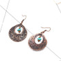 Vintage Turquoise Alloy Openwork Round Flowers Earrings