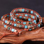 Multi-Layer Beads Natural Stone Turquoises Wrap Leather Bracelet