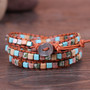 Multi-Layer Beads Natural Stone Turquoises Wrap Leather Bracelet