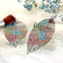 Hollow Leaf Print Metal colorful Earrings