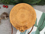 Handmade Rattan Woven Bag Round Retro Beach Handbag