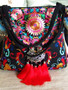 Folk Style Flower Peacock Embroidered Tassel Canvas Shoulder Bag Handbag