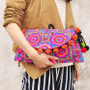 Flower Ethnic Embroidery Shoulder Cross Pom Ball Small Bag