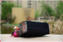 Ethnic Style Embroidery Versatile Canvas Oblique Tassel Shoulder Bag