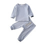 0-24M Infant Baby Boy Girl Clothes Sets Solid Pullover Tops T-shirt+Long Pants Outfits Pajamas Clothes Set