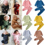 0-24M Infant Baby Boy Girl Clothes Sets Solid Pullover Tops T-shirt+Long Pants Outfits Pajamas Clothes Set