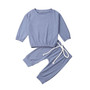 2019 Baby Spring Autumn Clothing Infant Baby Girl Clothes Solid Color Tops T-shirt Long Pants 2Pcs Set Ribbed Tracksuit Outfit