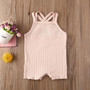 2020 Baby Summer Clothing Baby Kids Boy Girl Infant Romper Jumpsuit Cotton Outfits Set Ribbed Solid Clothes