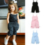 Toddler Baby Girl Solid Romper Bib Pants Sleeveless Romper Overalls Outfits Cropped Jumpsuits