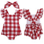 US Newborn Baby Girls Plaid Romper Ruffle Jumpsuit 2PCS Outfits Clothes