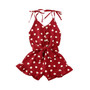 1-6Y Summer Infant Baby Girls Heart Print Rompers Overalls 4 Colors Sleeveless Button Jumpsuits Fashion Outfits