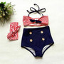 2017 Baby/Infant Girls Kids Tankini Bikini Suit Button Striped Bottoms Beachwear Swimsuit Swimwear