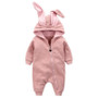 Autumn Baby Fashion Cute Warm Rompers Cute Rabbit Ears Design Baby Bunny Hooded Romper Newborn Boys and Girls One-pieces Suits
