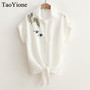 Summer Women Casual Tops Short Sleeve Embroidery White Top Blouses Shirts Sexy Kimono Loose