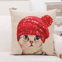 Cute Lovely Cat Decorative Cushion Cover Cotton Linen Square Throw Pillow Cover 45x45CM Pillow Case