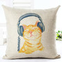 Cute Lovely Cat Decorative Cushion Cover Cotton Linen Square Throw Pillow Cover 45x45CM Pillow Case