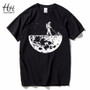 HanHent Develop The Moon T-shirts Men's Creative Design Summer Tee shirts Casual Streetwear Cotton