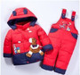 cartoon baby Children boys girls winter warm down jacket suit set thick coat+jumpsuit baby clothes