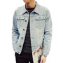 Denim Jacket Mens Solid Casual Slim Fit Bomber Jacket Men Autumn Winter Jean Jacket Mens Cowboy