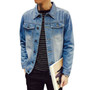 Denim Jacket Mens Solid Casual Slim Fit Bomber Jacket Men Autumn Winter Jean Jacket Mens Cowboy