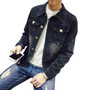 Denim Jacket Mens Solid Casual Slim Fit Bomber Jacket Men Autumn Winter Jean Jacket Mens Cowboy