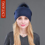 Autumn Winter Knitted Wool Hats For Women Fashion Pompon Beanies Fur Hat Female Warm Caps With