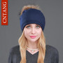 Autumn Winter Knitted Wool Hats For Women Fashion Pompon Beanies Fur Hat Female Warm Caps With