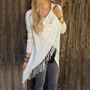 YJSFG HOUSE Spring Autumn Cardigans Tops Women Casual Loose Long Sleeve Irregular Hem Tassel