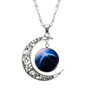 Fashion Lovely Jewelry Choker Glass Galaxy Moon Necklace Silver Chain Necklace
