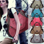 Women's Canvas Leather Large Capacity Pocket Casual Tote Handbag Shoulder Handbags