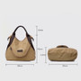 Women's Canvas Leather Large Capacity Pocket Casual Tote Handbag Shoulder Handbags