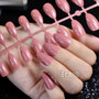 24pcs Fashion Candy Red Stiletto Pointed Sharp False Nails for daily wear