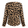 VenusFox Women Leopard Print Loose Long Sleeve V-Neck Tops Blouses