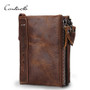 CONTACT'S HOT Genuine Crazy Horse Cowhide Leather Men Wallet Short Coin Purse Small Vintage Wallet
