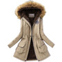 Aonibeier Parkas Women Coats Fashion Autumn Warm Winter Jackets Women Fur Collar Long Parka Plus