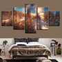 Canvas Painting Printed Modular 5 Pieces Tree Poster Wall ArtHD Pictures Home Decoration Artwork For Bedside Background Framed