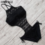 Sexy One Piece Swim Suits 2016 Swimwear Women Handmade Solid High Neck Monokini Adjustable SwimsuitS