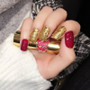 Shiny Red Fake Nails Square Medium Press On Nails Glitter Nail Art Tips including Glue Sticker