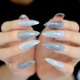 Extra long Grey Marble Fake Nails Stone Pattern 24 Count