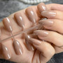 Press On Nails Pointed Light Brown DIY Manicure Tips Full Wrap 24pcs/kit