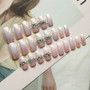 24pcs/set Cream nude pink color 3D fake nails with Sided adhesive Middle-long full nail tips