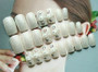 24pcs/set Cream nude pink color 3D fake nails with Sided adhesive Middle-long full nail tips