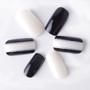 24pcs Black White Long Square Nail Tips with Glue Sticker