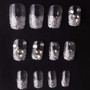 24 PCS Shining Rhinestone False Nails Lace Designed Square Full Short