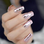 Extra Long Pointed Pre-designed Nails Black White Zebra Bent Press On Nails including glue sticker