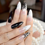 Extra Long Pointed Pre-designed Nails Black White Zebra Bent Press On Nails including glue sticker